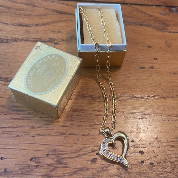 Vintage Heart Pendant marked 925 w/Chain Necklace & Box - diamonds & rubies?? - Picture 3 of 16